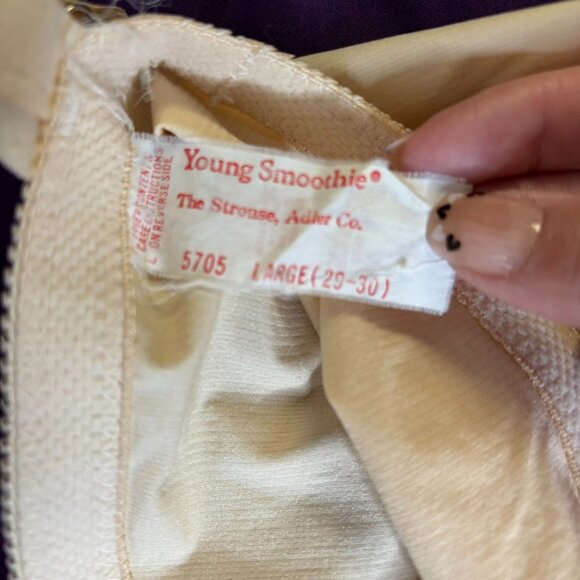 Vintage 50s Young Smoothie Beige Girdle Garters Shapewear Nylon Spandex - Picture 5 of 6